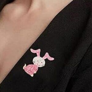 Rabbit Brooch Lapel Pin Beautiful Rhinestones